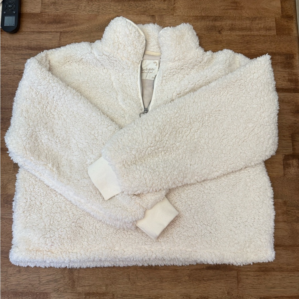 Altar'd State Cream Sherpa Half-Zip Pullover